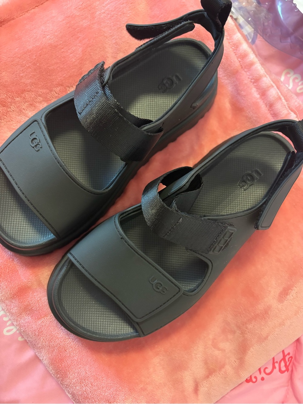 UGG Black Platform Sport Sandals with Velcro Straps